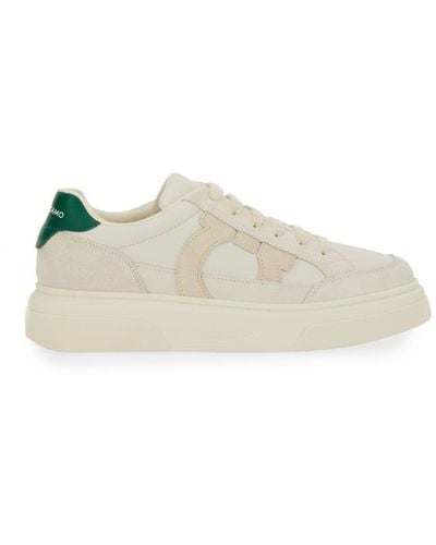 Ferragamo Low Sneaker With Hooks - Natural