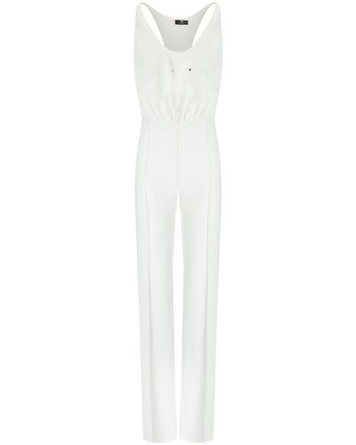 Elisabetta Franchi Jumpsuit With Embroidered Logo - White
