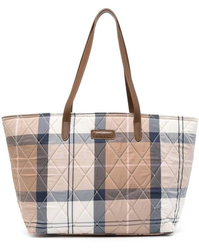 Barbour Wetherham Quilted Tartan Bags - White