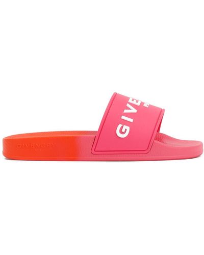 Givenchy Logo Flat Slide Sandals Shoes - Pink