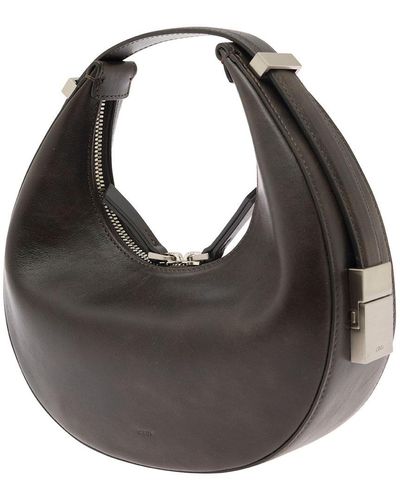 OSOI 'toni Mini' Brown Shoulder Bag With Engraved Logo In Leather Woman - Black