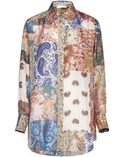 Zimmermann Devi Manstyle Silk Shirt - Multicolor