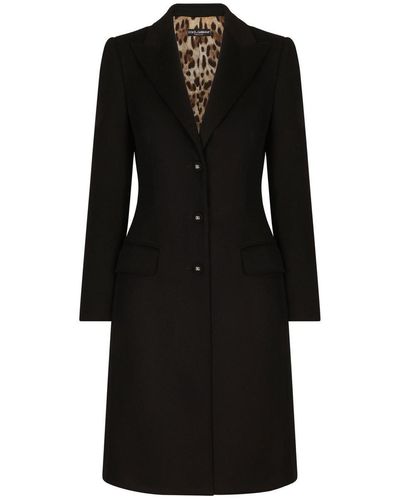 Dolce & Gabbana Wool Single-breasted Pea Coat - Black