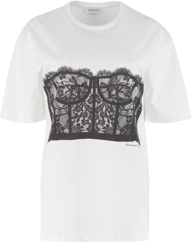 Alexander McQueen Printed Short Sleeve T-shirt - White