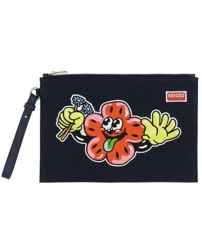 KENZO Clutch With Embroidery - White