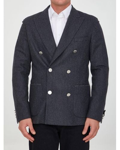 Tonello Grey Wool Jacket - Blue