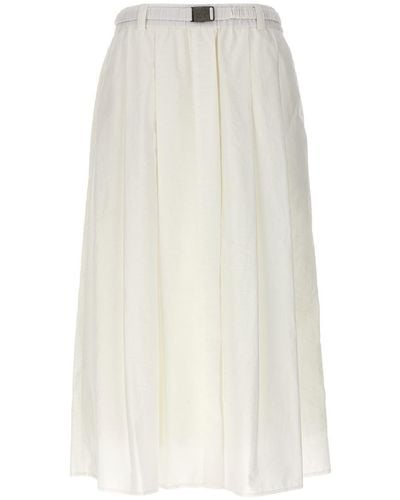 Brunello Cucinelli Cotton Blend Midi Skirt Skirts - White