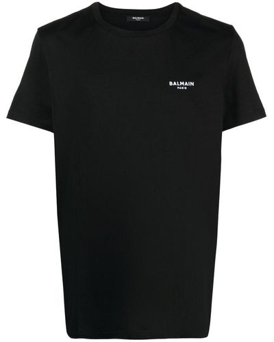 Balmain Flocked Logo T-shirt - Black