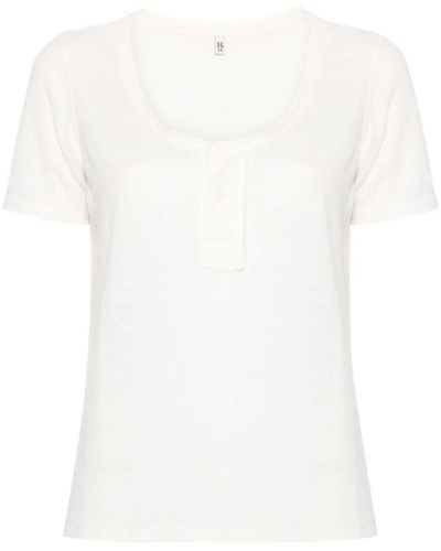 R13 Scoop-neck Linen Blend T-shirt - White