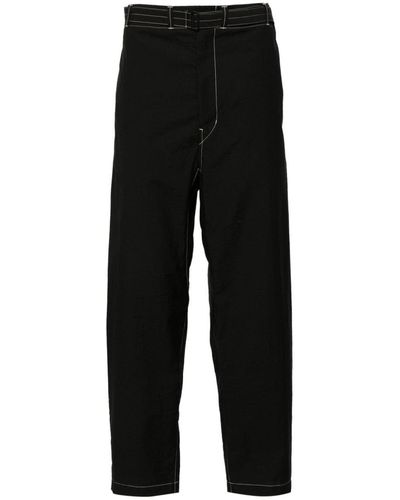 Lemaire Cotton Belted Carrot Trousers - Black