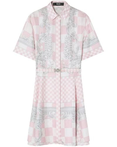 Versace Checkered Print Dress - White