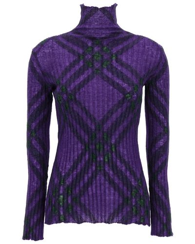 Burberry Check Sweater Sweater, Cardigans - Purple