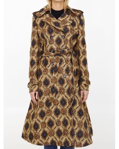 Etro Double-breasted Jacquard Coat - Natural