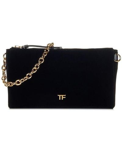 Tom Ford leather black Pouch Clutch Bag with nig Lock