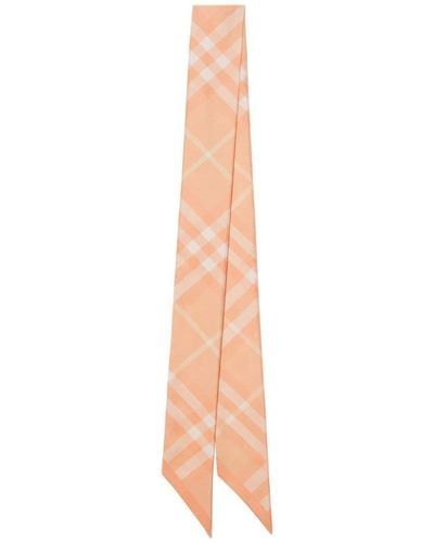 Burberry Checked Silk Scarf - Pink