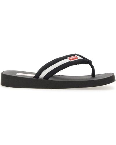 KENZO Slide Sandal With Logo - Black