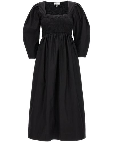 Ganni Smock Stitch Dress Dresses - Black