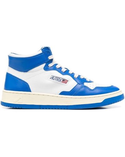 Autry Contrast-panelled Hi-top Sneakers - Blue
