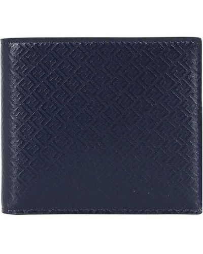 Fendi Leather Flap-Over Wallet - Blue