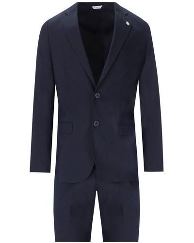 Manuel Ritz Dark Single-Breasted Suit - Blue