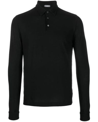Zanone Long Sleeves Polo Clothing - Black