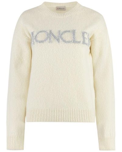 Moncler Crew-Neck Wool Sweater - White