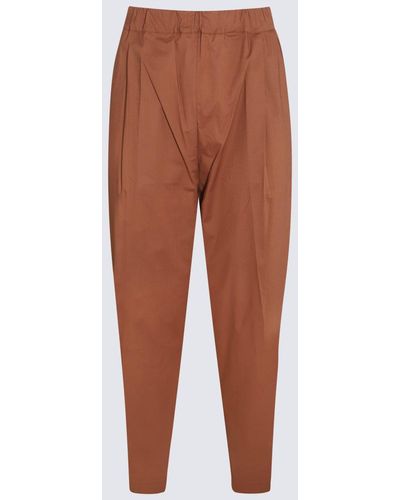 Laneus Brown Chocolate Cotton Stretch Trousers
