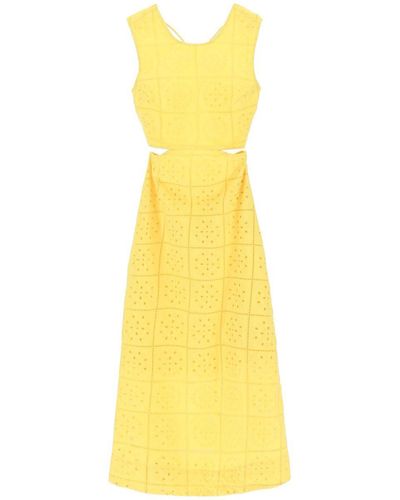 Ganni Broderie Anglaise Maxi Dress - Yellow