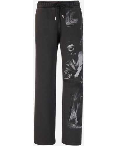 Off-White c/o Virgil Abloh Printed Cotton JOGGERS - Grey