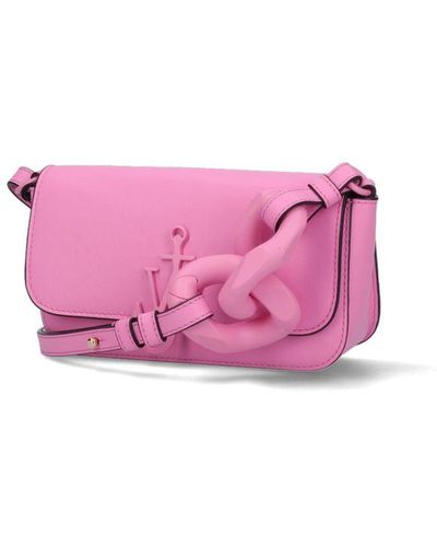 JW Anderson Leather Anchor Chain Shoulder Bag - Pink