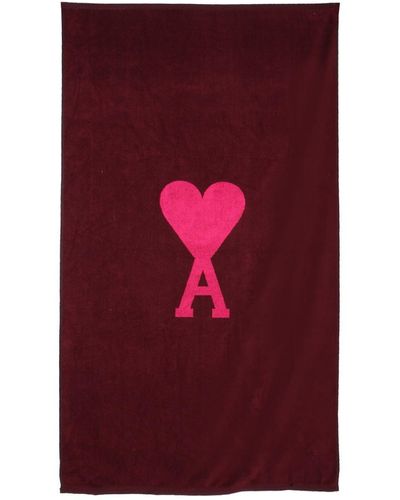 Ami Paris Beach Towel With Jacquard Logo Unisex - Multicolor