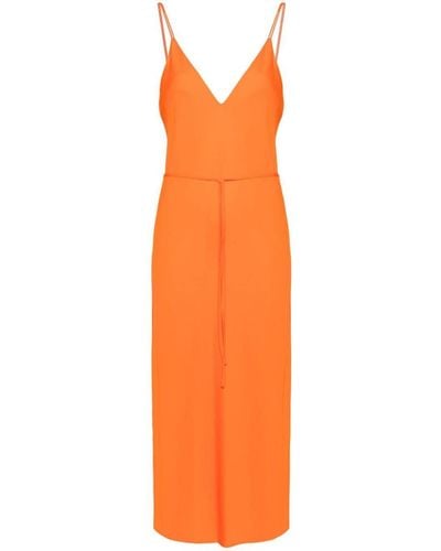 Calvin Klein Crepe De Chine Midi Dress - Orange