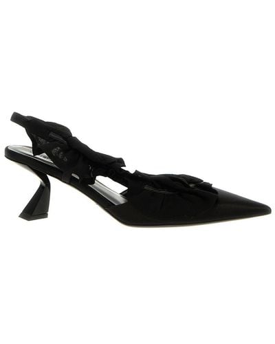 Nensi Dojaka Slingback Ruffles Court Shoes - Black