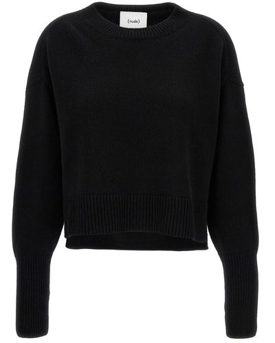 Nude Over Crop Sweater - Black