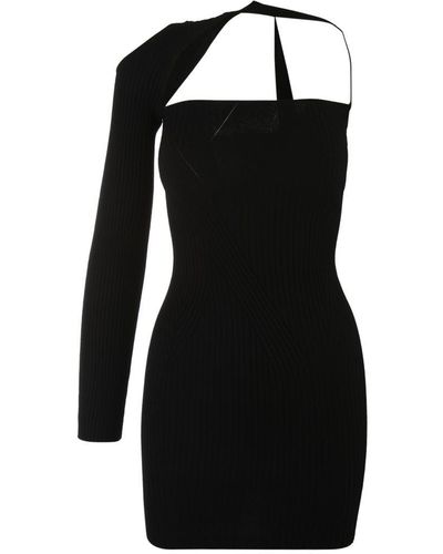 ANDREADAMO Ribbed Knit Asymmetrical Mono Shoulder Dress Clothing - Black