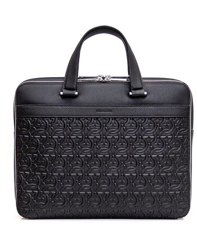 Ferragamo Business Bag With Embossing - Black
