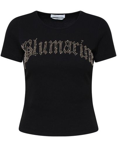 Blumarine T-shirt Maxi Logo Strass - Black