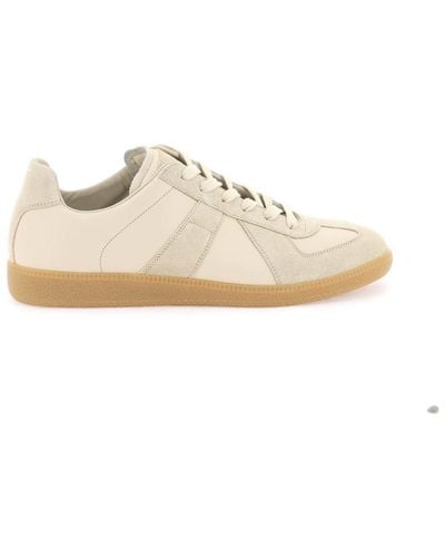 Maison Margiela Leather Replica Trainers In - Natural