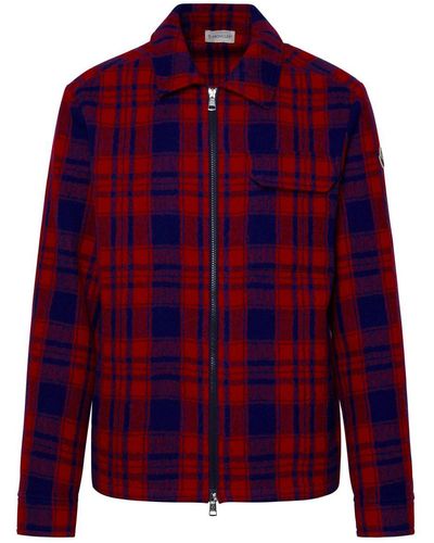 Moncler Two-tone Wool Shirt - Red
