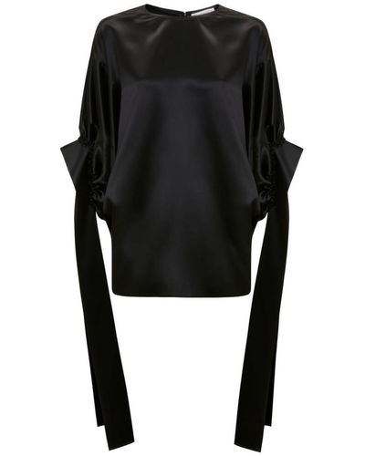 JW Anderson Satin-finish Pleated Blouse - Black