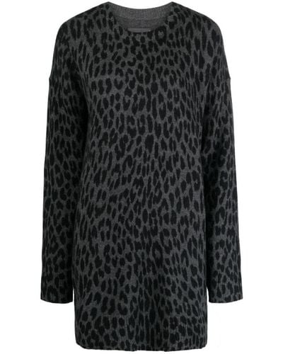 Zadig & Voltaire Leopard-print Cashmere Dress - Black