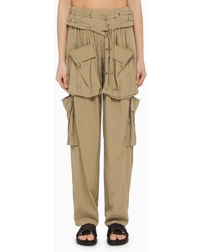 Isabel Marant Khaki Multi Pocket Pants - Natural