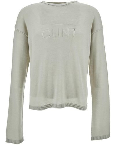 Rick Owens Grey Long Sleeve Top With Cunt Writing In Wool Man