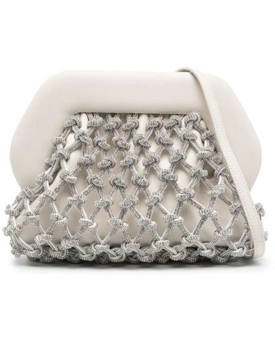 THEMOIRÈ Tia Knots Clutch Bag Embellished With Rhinestones - White