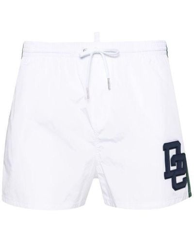 DSquared² Logo-patch Drawstring Swim Shorts - White