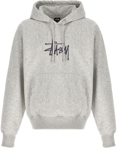 Stussy Logo Hoodie Sweatshirt - Grey