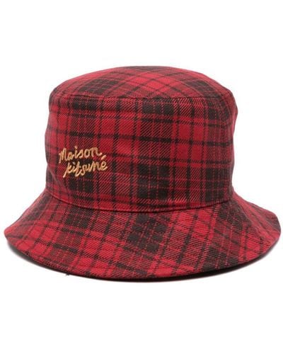 Maison Kitsuné Logo-embroidered Checked Bucket Hat