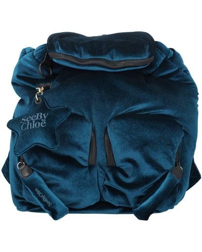 See By Chloé Joy Rider Velvet Backpack - Blue