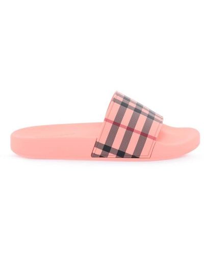 Burberry Tartan Rubber Slides - Pink