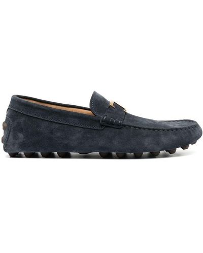 Tod's Smooth Black Suede Loafers - Blue